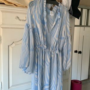 Misa LA maxi dress with ruffle detail at waist and ballon sleeves